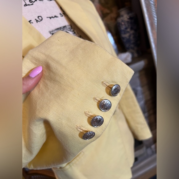 Mango Linen Blend Yellow Blazer Size XS - Picture 5 of 7